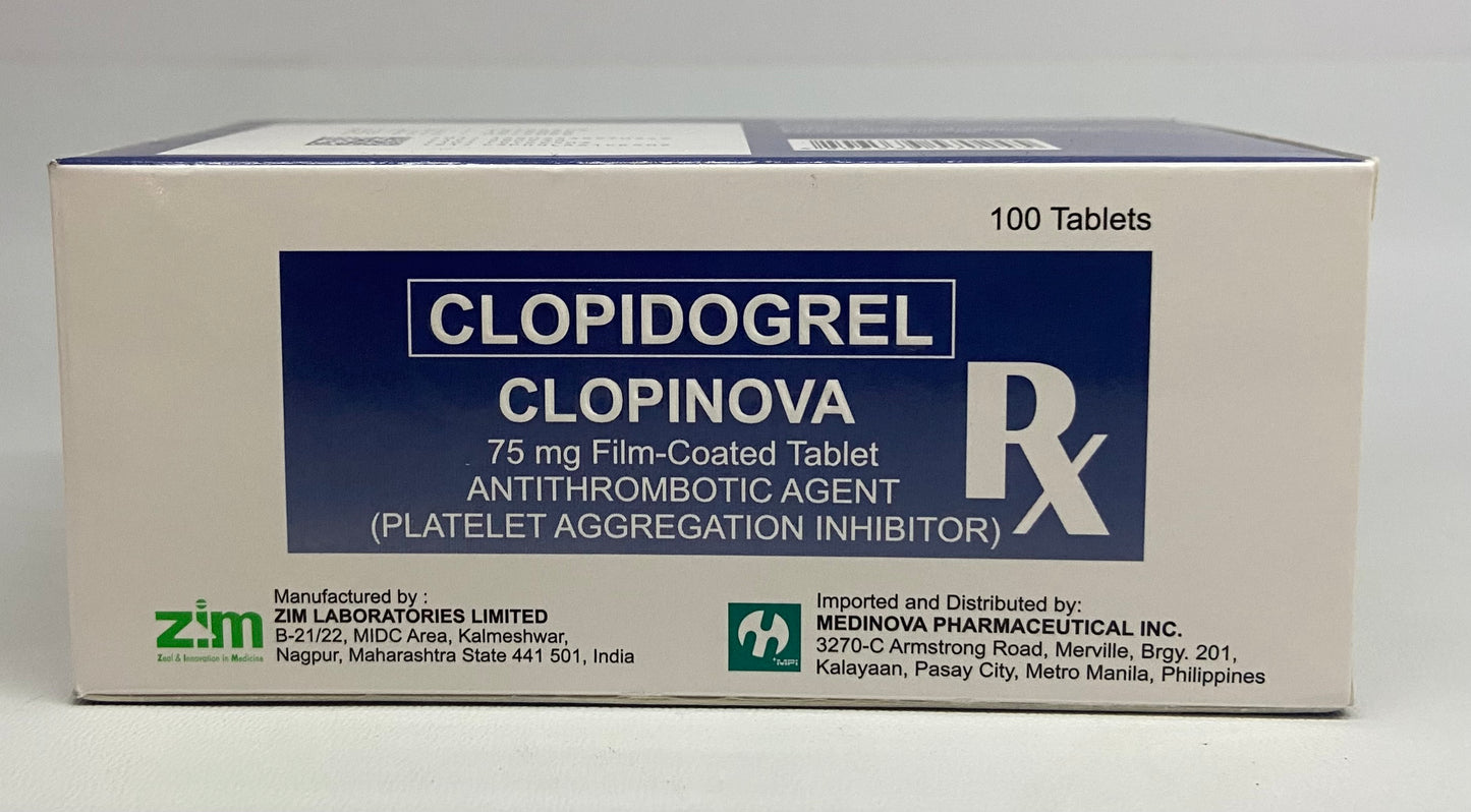 CLOPINOVA CLOPIDOGREL 75MG