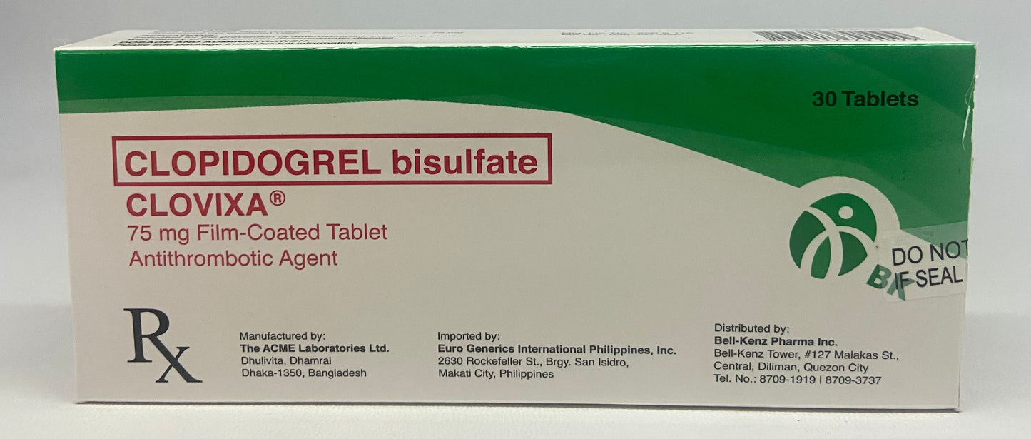 CLOVIXA CLOPIDOGREL 75MG