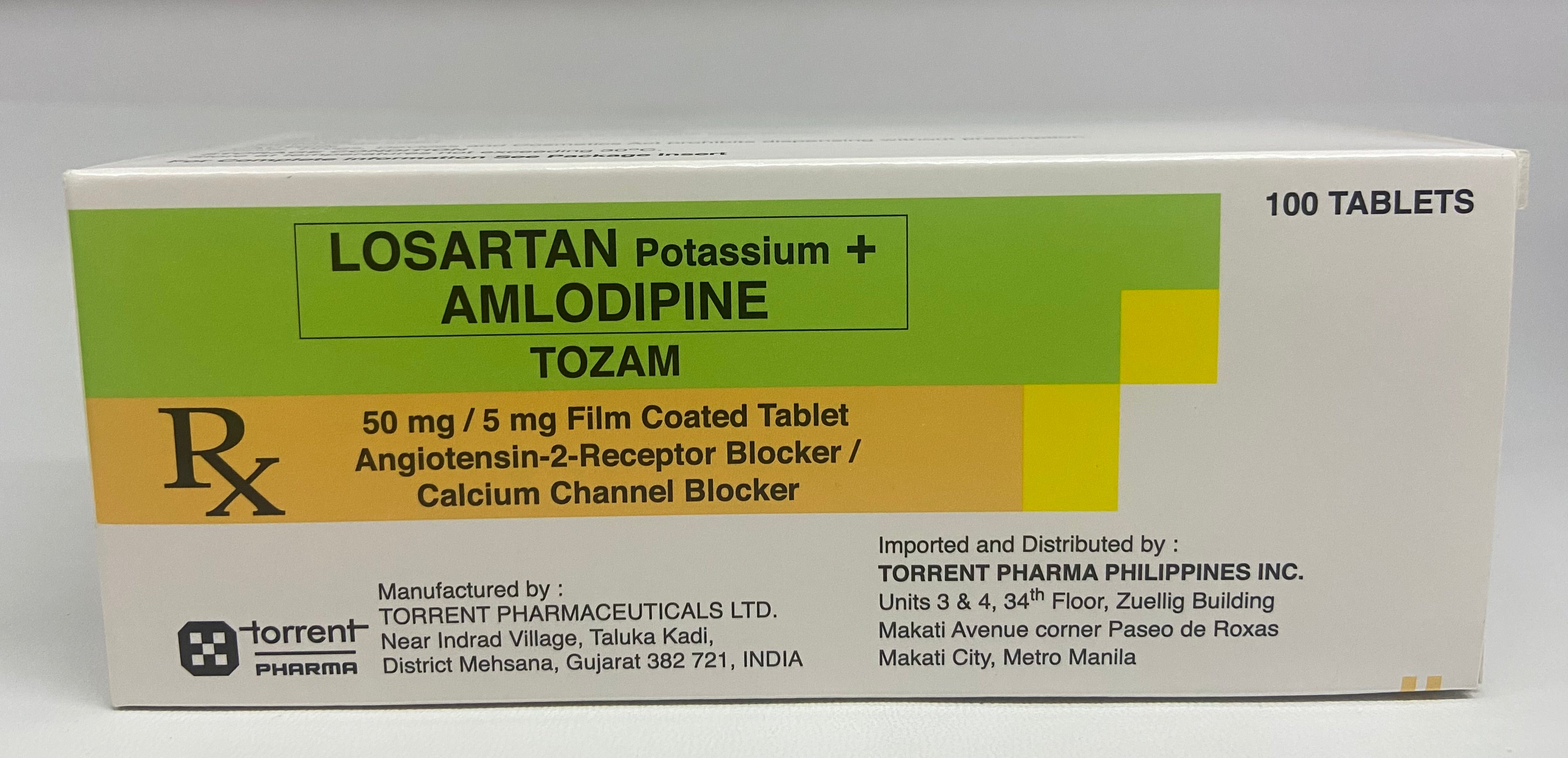 TOZAM LOSARTAN POTASSIUM+AMLODIPINE 50/5MG – Valcare Pharmacy