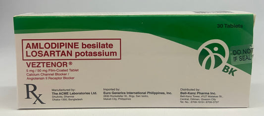 VEZTENOR AMLODIPINE BSEILATE+LOSARTAN POTASSIUM 5/50MG